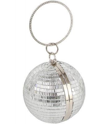 Mirror Ball Clutch Crossbody Bag LGZ104 SILVER